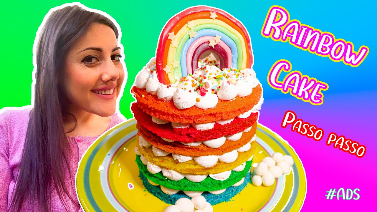 TORTA ARCOBALENO - RAINBOW CAKE dai mille colori! Ricetta passo passo  in modo facile e veloce