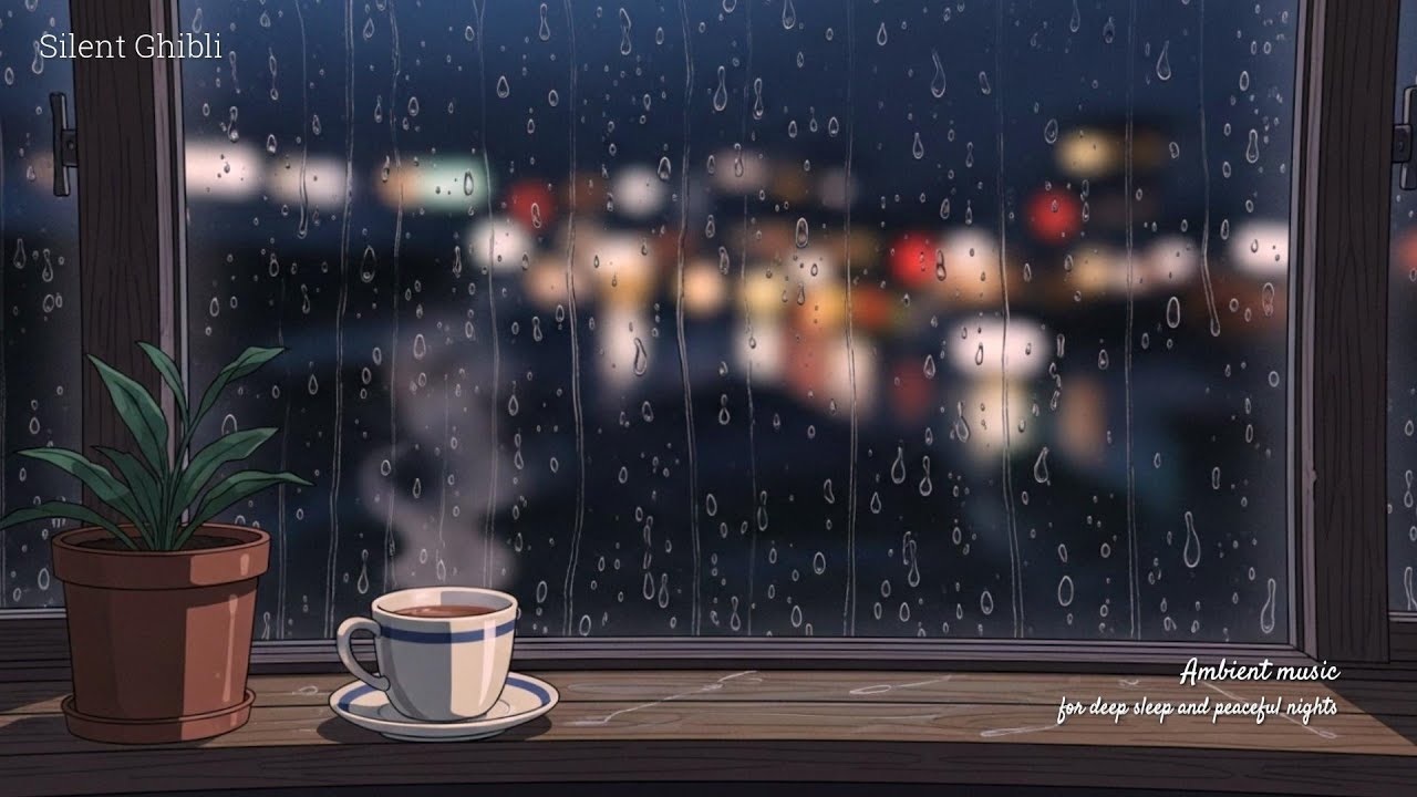 1 Hours of Rainy Night Ambience | Cozy Window Study Music