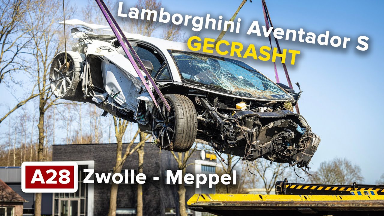Supercar Lamborghini Aventador S gecrasht op de A28 tussen Zwolle en Meppel - ©StefanVerkerk.nl