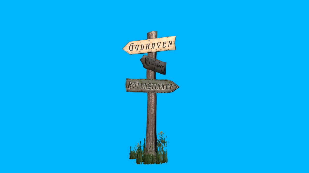 free green/blue screen effects - old signpost - free use