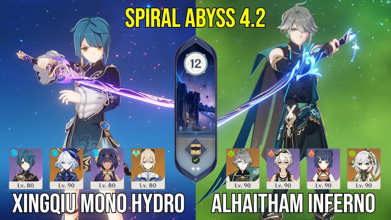 C6 Xingqiu Mono Hydro & C1 Alhaitham Inferno - Genshin Impact Spiral Abyss - Floor 12 9 Stars