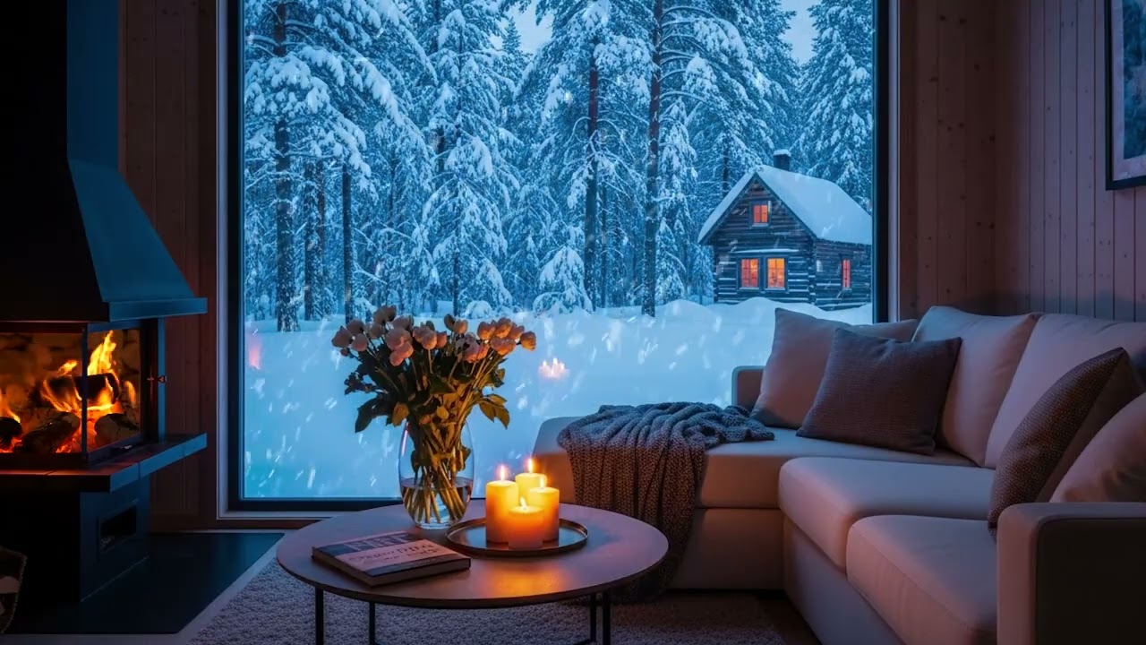 Cozy Snowy Piano Atmosphere | Gentle Flurries Beyond the Window | 2 Hours Sleep, Focus & Relax