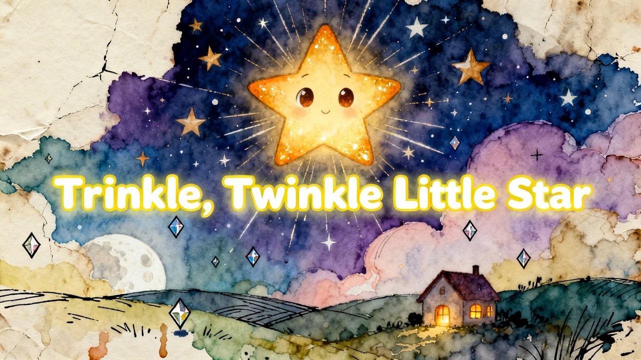 Twinkle Twinkle Little Star | Watercolor Songbook 🎨 | Classic Nursery Rhyme for Kids