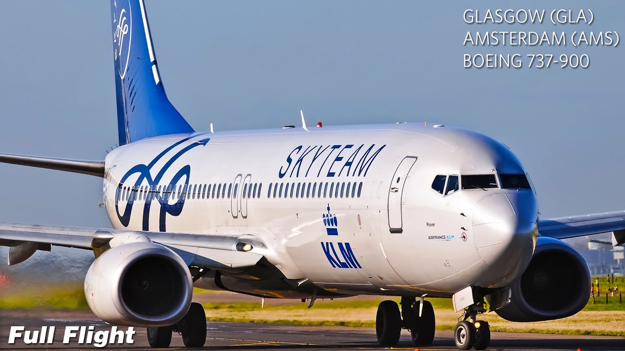 KLM весь полет | Глазго к Амстердам | Боинг 737-900 (с УВД)