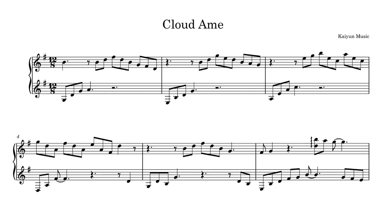 Cloud Ame by Kaiyun Music | PIano Sheet Music | Original Composition