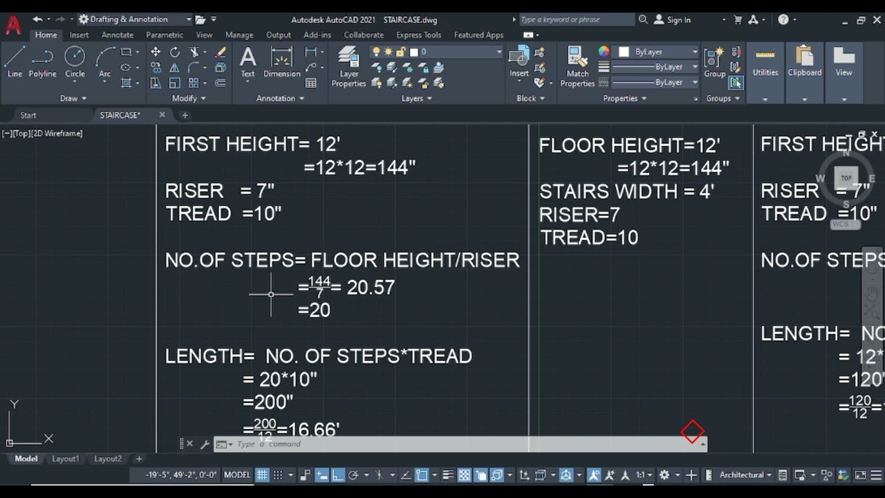 How to Calculate and Draw Stairs in AutoCAD. Stairs case calculation Complete tutorial in Urdu/Hindi