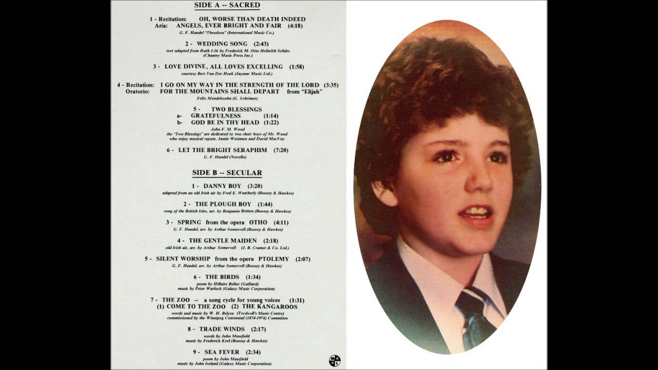 Jamie Westman, boy treble, sings Silent Worship from the opera Ptolemy, Handel