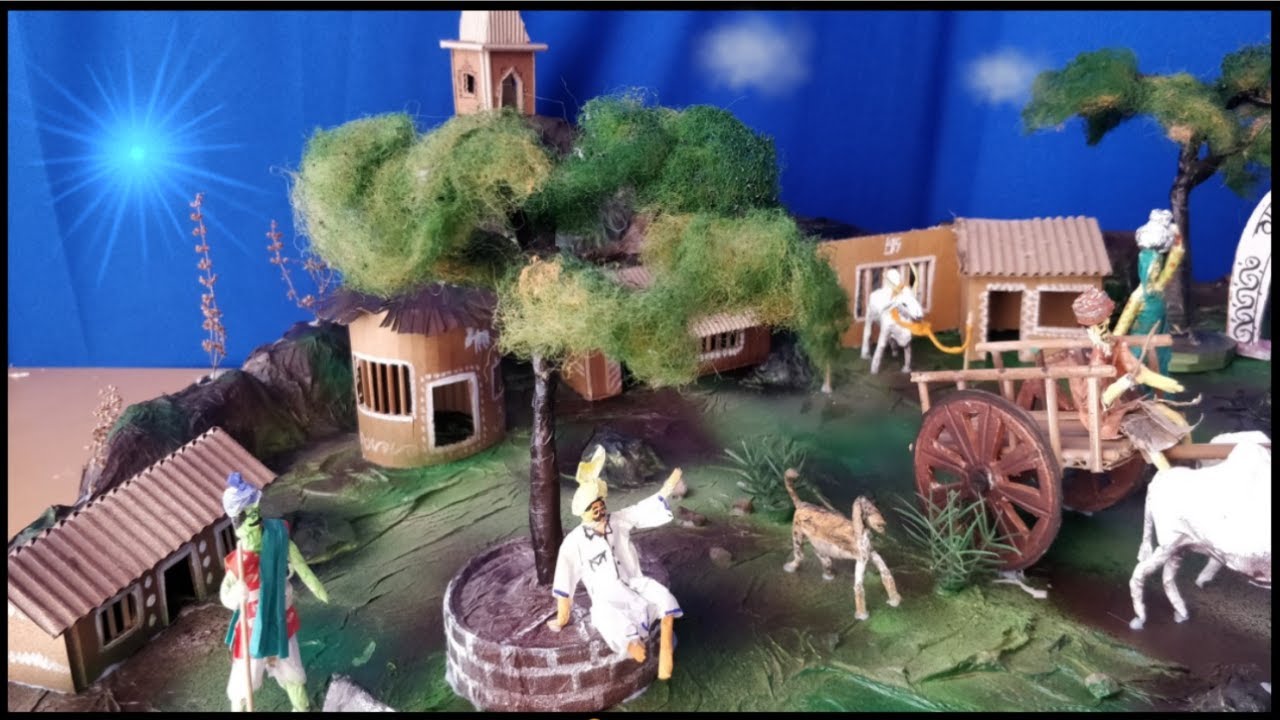 VILLAGE MODEL USING CARDBOARD & PAPER | खेडेगावची सुंदर प्रतिकृती बनवा पुठ्यापासून | SCHOOL PROJECT