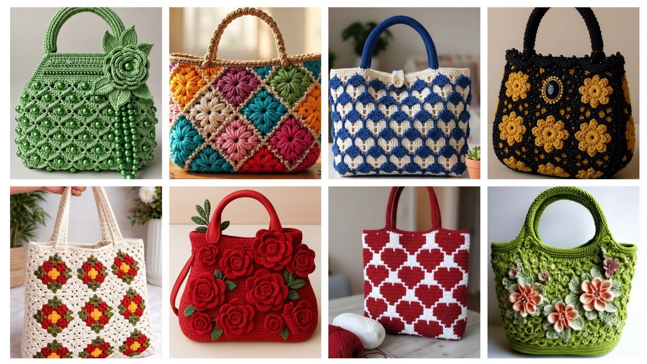 200+Attractive shoulder hand bags designs for ladies/crochet new stylish designs of purse