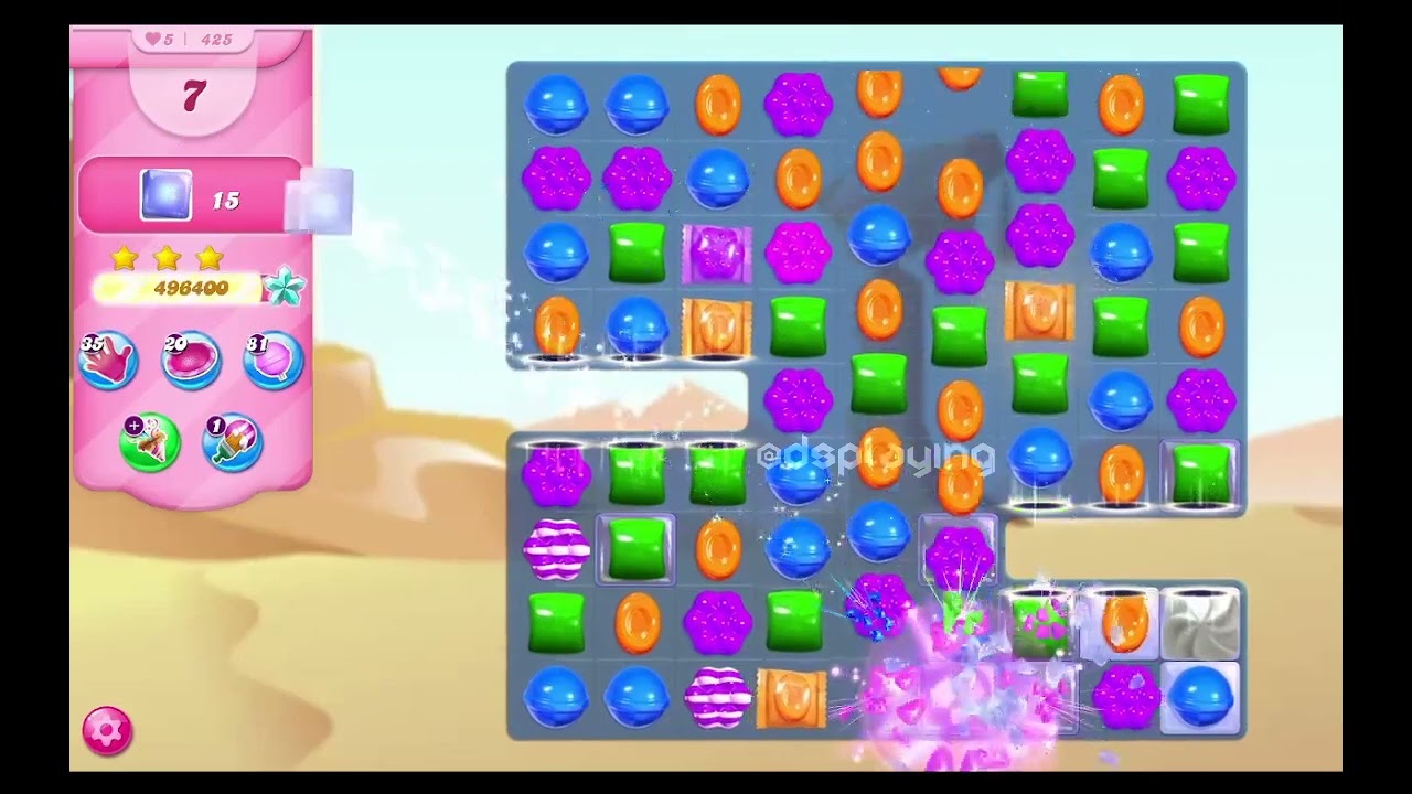 Candy Crush Saga - Level 425 - 3 Sugar Stars - No Boosters @dsplaying