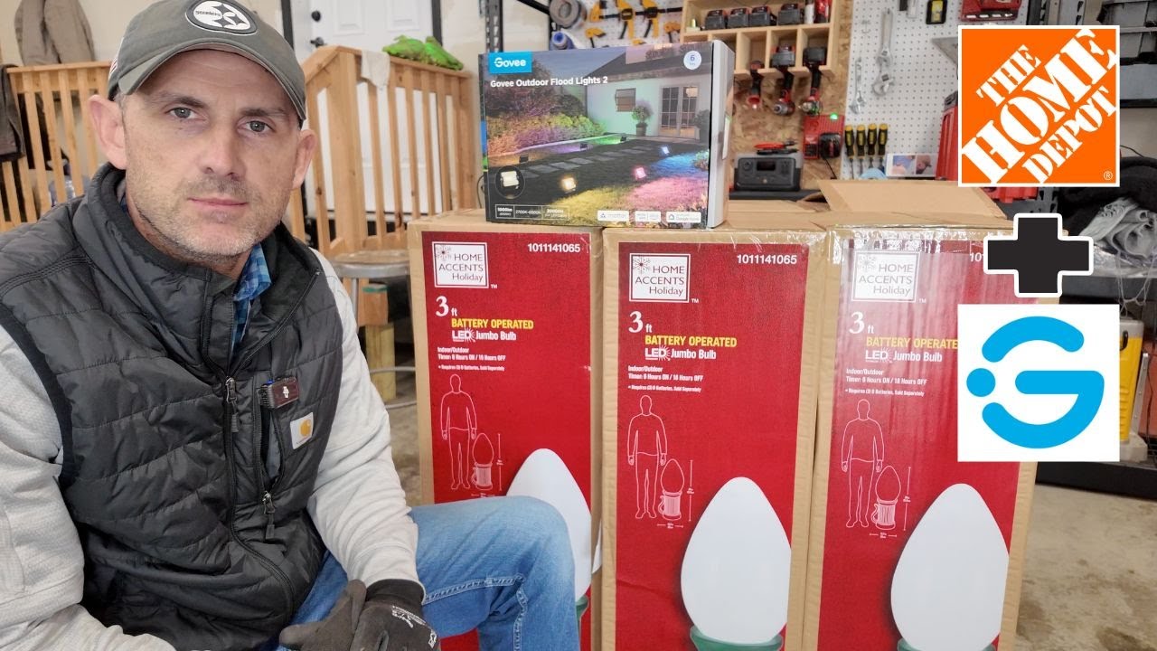 Как я модифицировал 3-футовые рождественские лампочки из Home Depot с помощью светодиодных прожек...