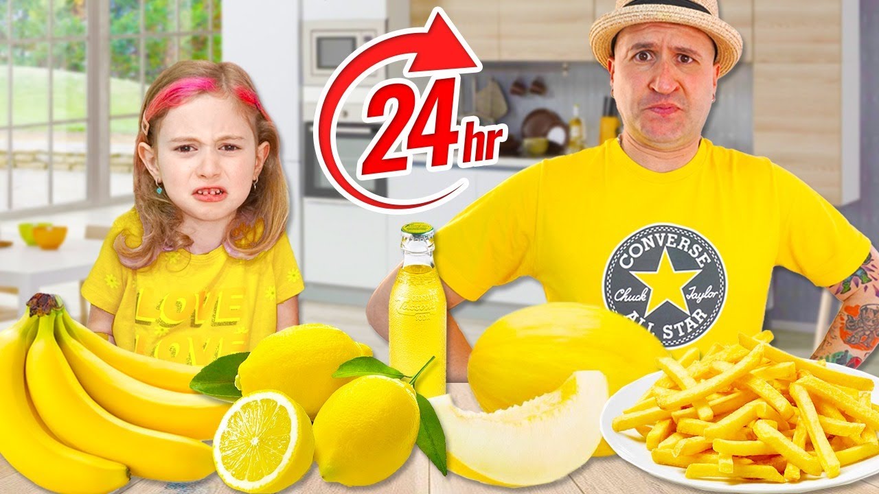 MANGIAMO SOLO CIBO GIALLO PER 24 ORE CHALLENGE! *Salvo Vs Giorgia*