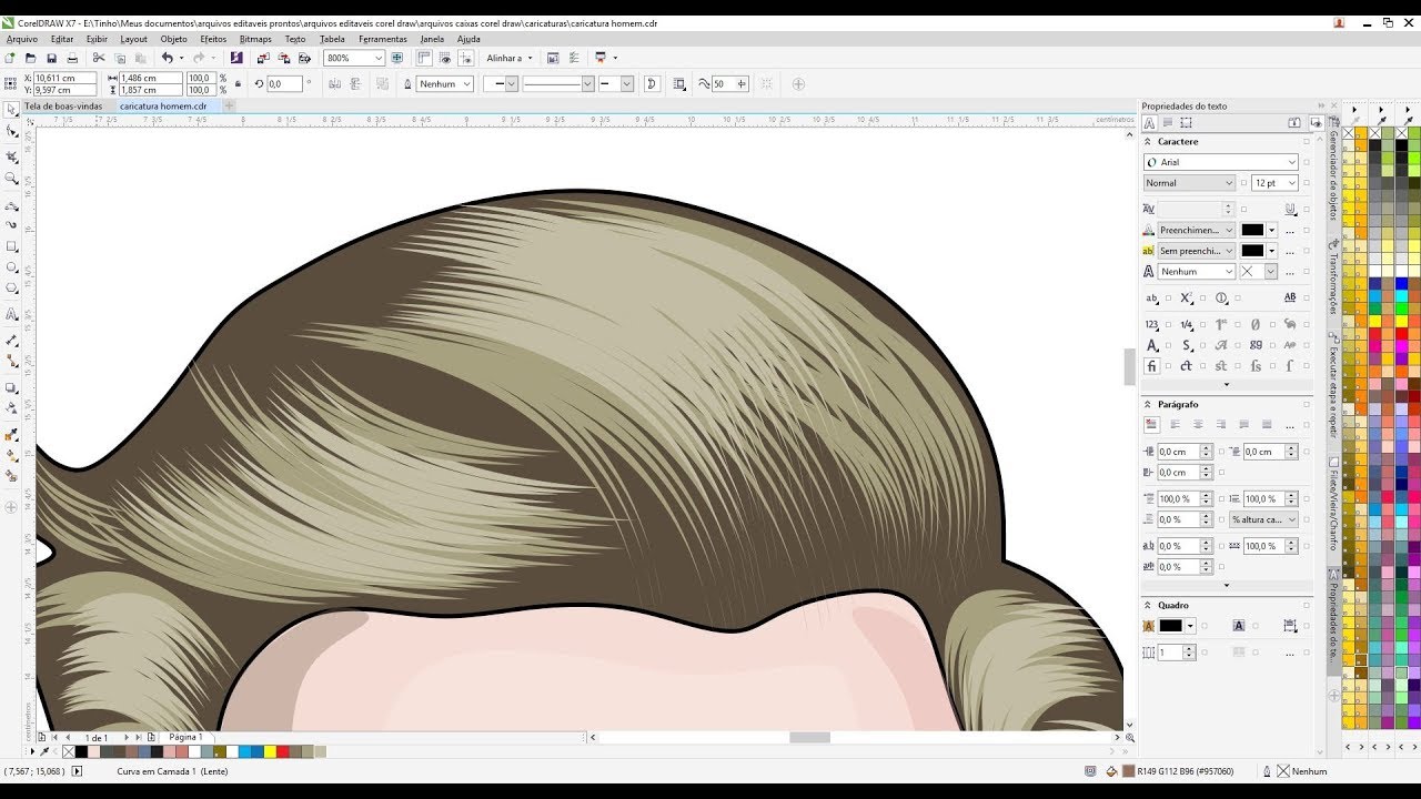 Fazer fios de cabelos Desenho Vetor Mascotes Corel draw
