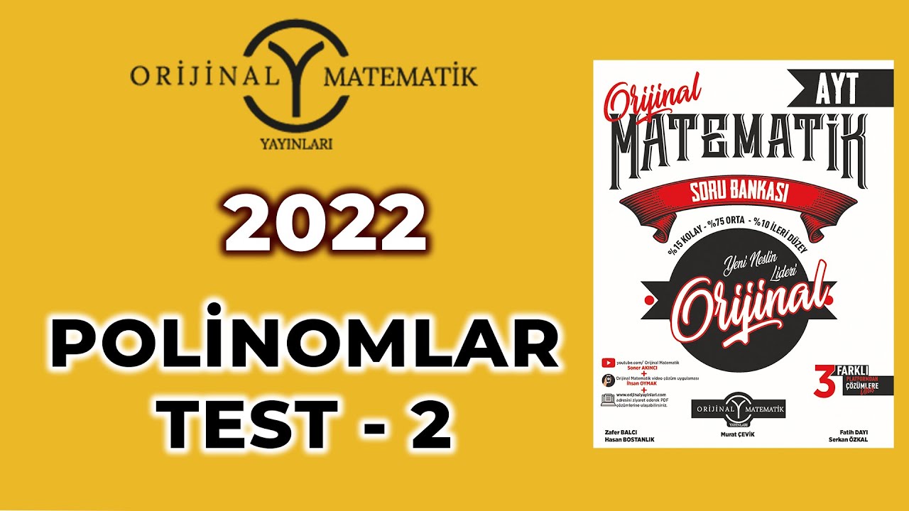 POLİNOMLAR TEST 2 - 2022 AYT MATEMATİK SORU BANKASI @SonerAkinciMatematik