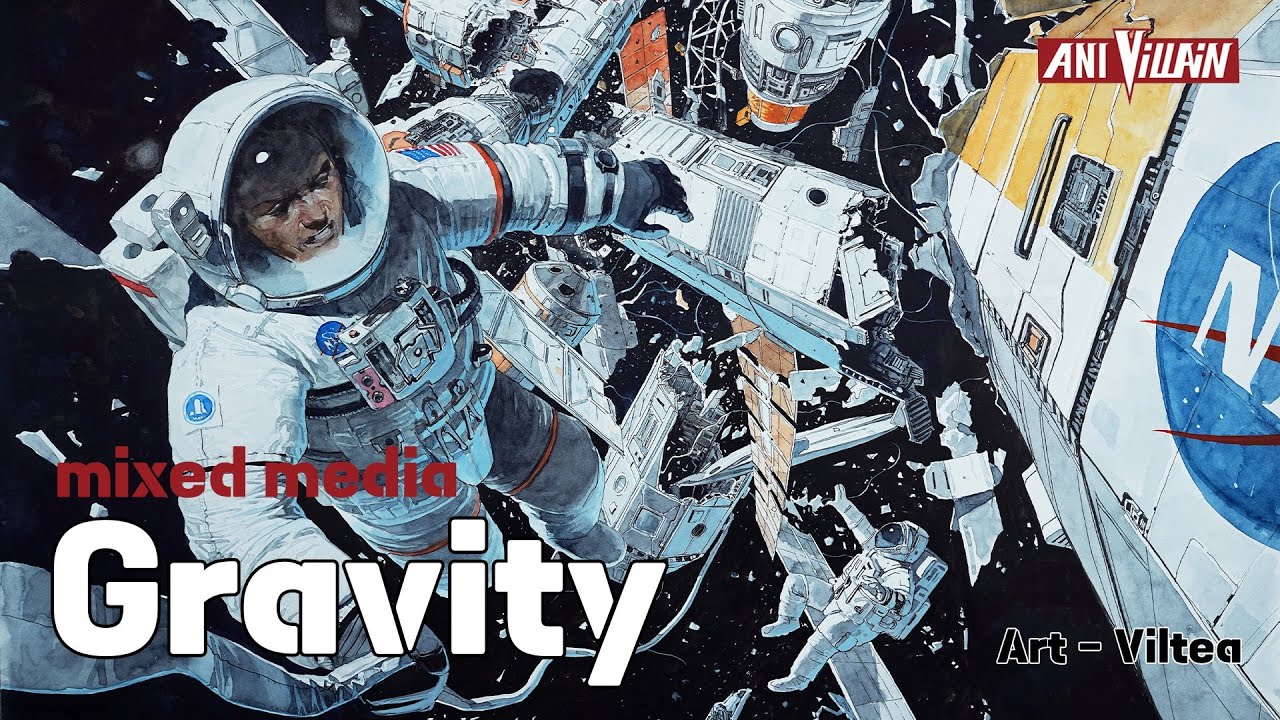 그래비티 - 애니빌런 수채화, 펜화, 상황표현, 일러스트 (중력, gravity, illust, watercolor, pen, space) - anivillain art