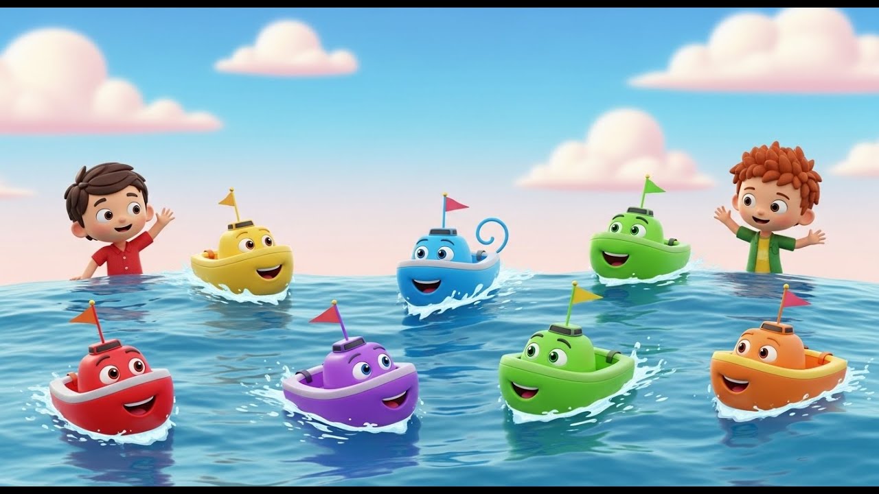 Six Little Toy Boats Sail Sail Sail | Fun Water Song & Adventure Rhymes
