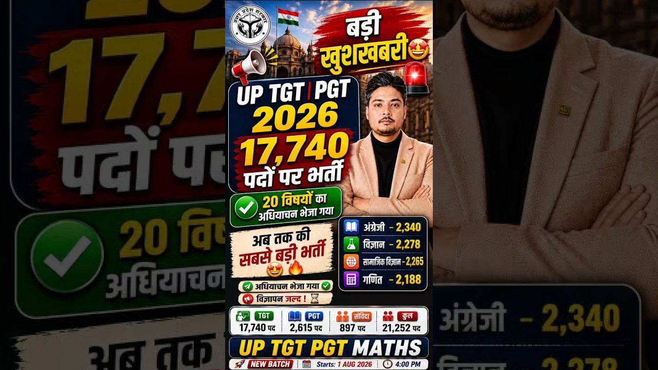 🚨21252 पदों पर भर्ती | TGT 17740 | PGT 2615 | UP TGT PGT Vacancy 2026 | UP TGT PGT Latest News Today