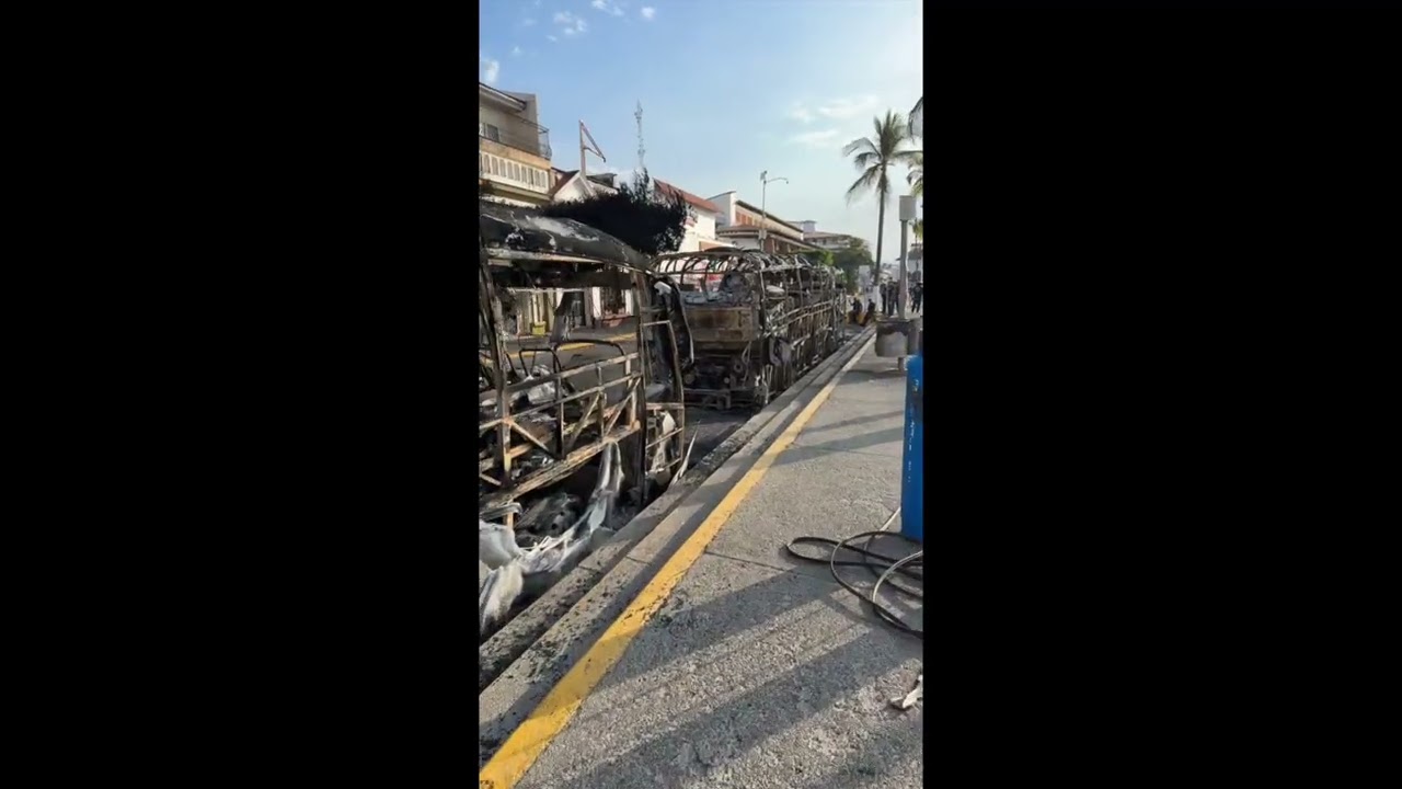 Burnt-Out Buses Removed From Puerto Vallarta Roads Following Cartel Violence