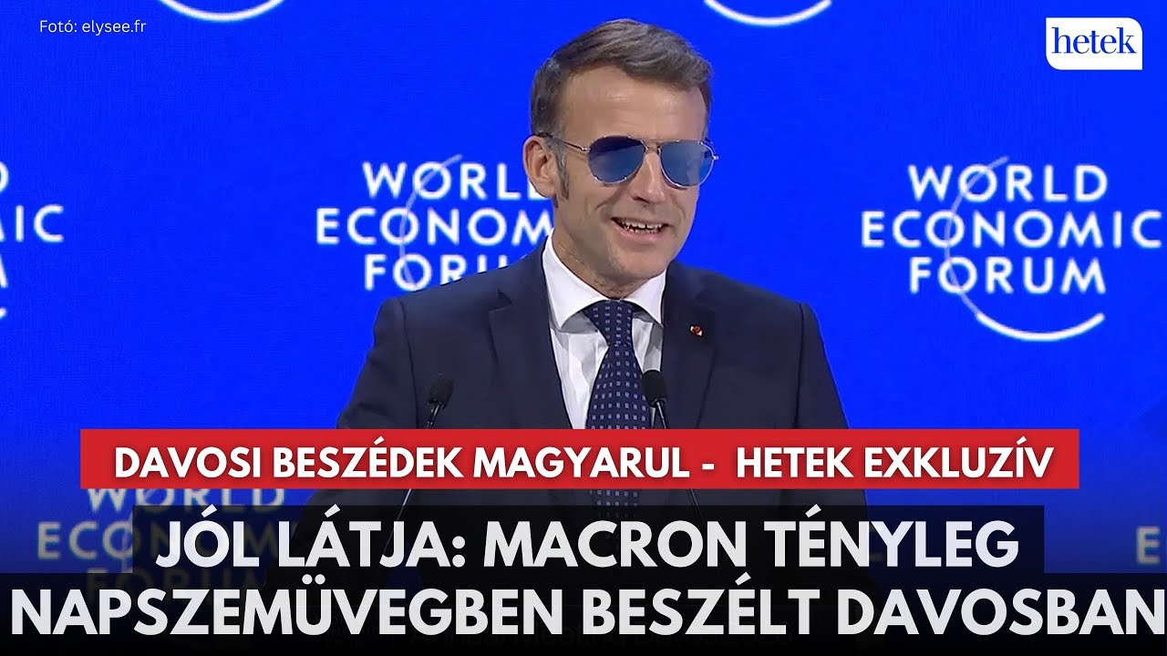 Ilyet még nem láttunk: Macron Louis Vuitton pilóta napszemüvegben szidta Trumpot a davosi csúcson