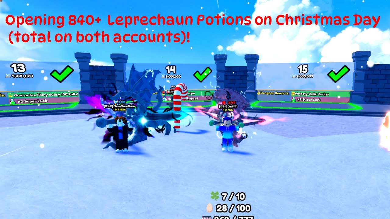 Opening 840+ Leprechaun Potions (DRNG) On Christmas Day (Main + ALT TOTAL)!