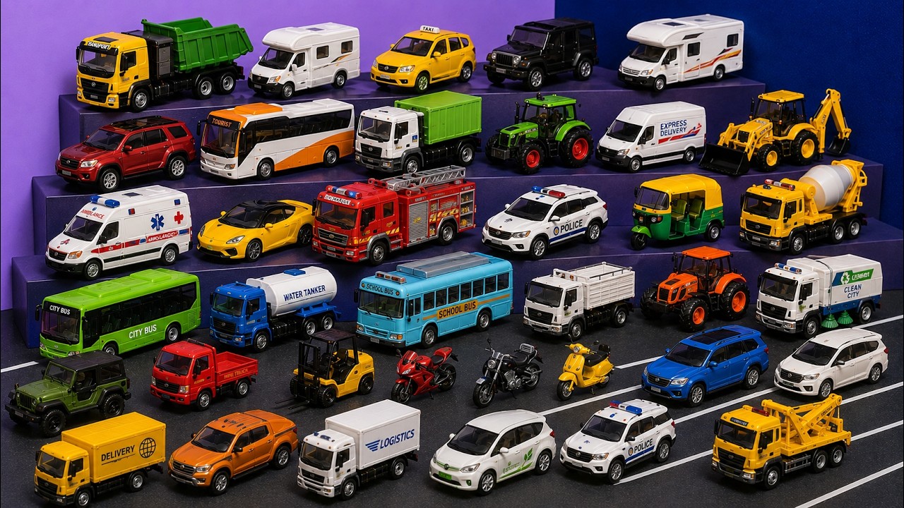 Amazing Toy Vehicle Collection 🚓🚑🚒 | Military Truck, Police Cars, Ambulance & More!