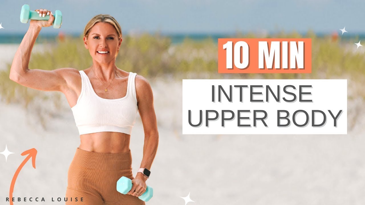 10 MIN Upper Body ARMS/ABS at home workout (no planks!) with WEIGHTS | Rebecca Louise