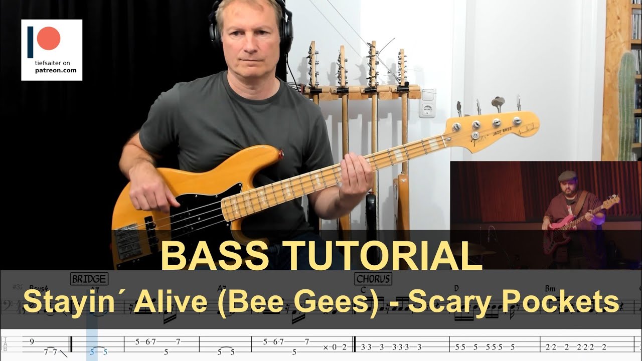 Stayin´ Alive (Bee Gees) - Scary Pockets ft. Lizzy McAlpine | Bass Tutorial (Sheet + TABs)