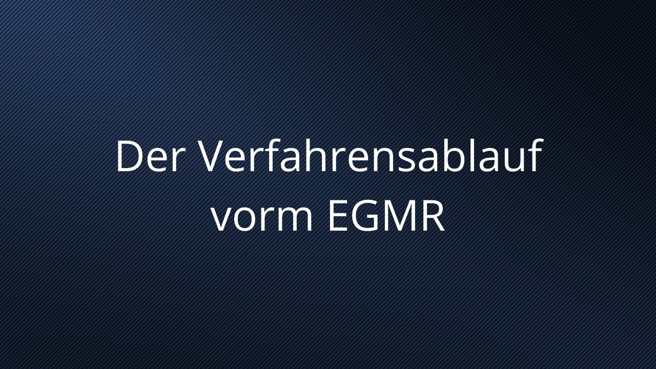 Das Verfahren vor dem Europäischen Gerichtshof für Menschenrechte
