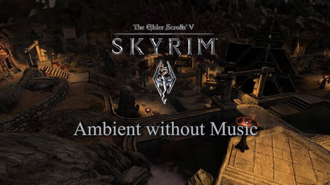 Night in Whiterun | Calm Town Ambience & Night Sounds (No Music))