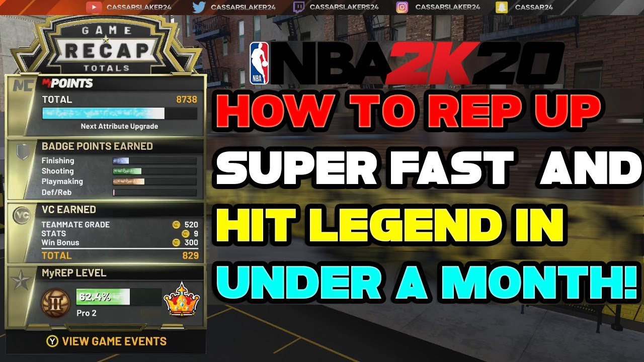 NBA 2K20 - How to Rep Up and Hit Legend Super Fast & Easy... In Under A Month!! - NBA 2K20 MYPARK