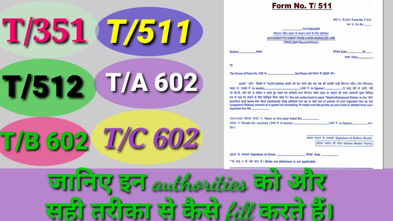 Authorities T/351,T/511,T/512,T/A 602, T/B 602, T/C 602 | where are these authorities used ?