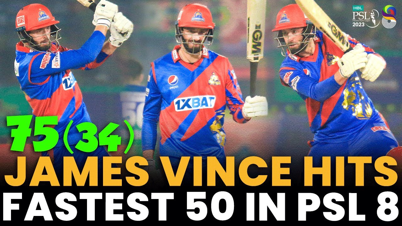 James Vince Hits The Fastest Fifty in HBL PSL 8 | Multan vs Karachi | Match 11 | HBL PSL 8 | MI2A