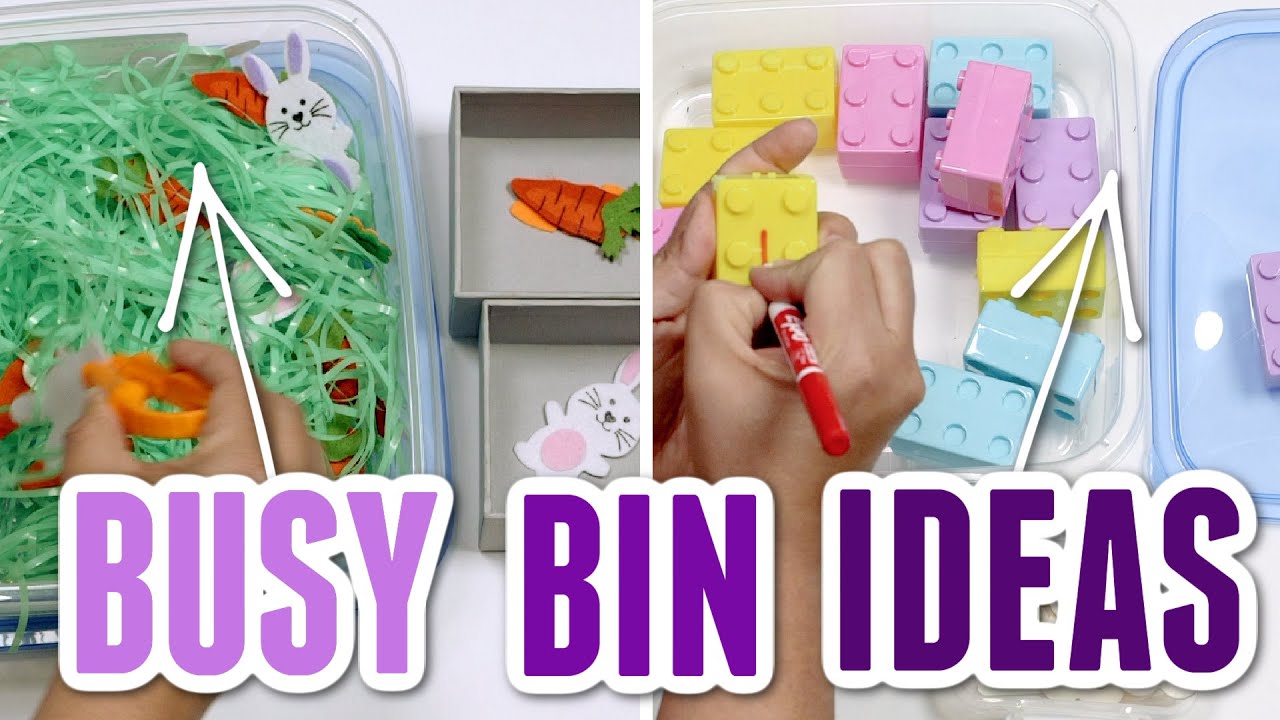 TODDLER / PRESCHOOL BUSY BINS - Activities to Keep Toddlers & Preschoolers Busy