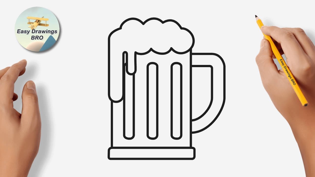 Drawing beer mug tutorial | How to draw a beer mug | Easy Drawings BRO