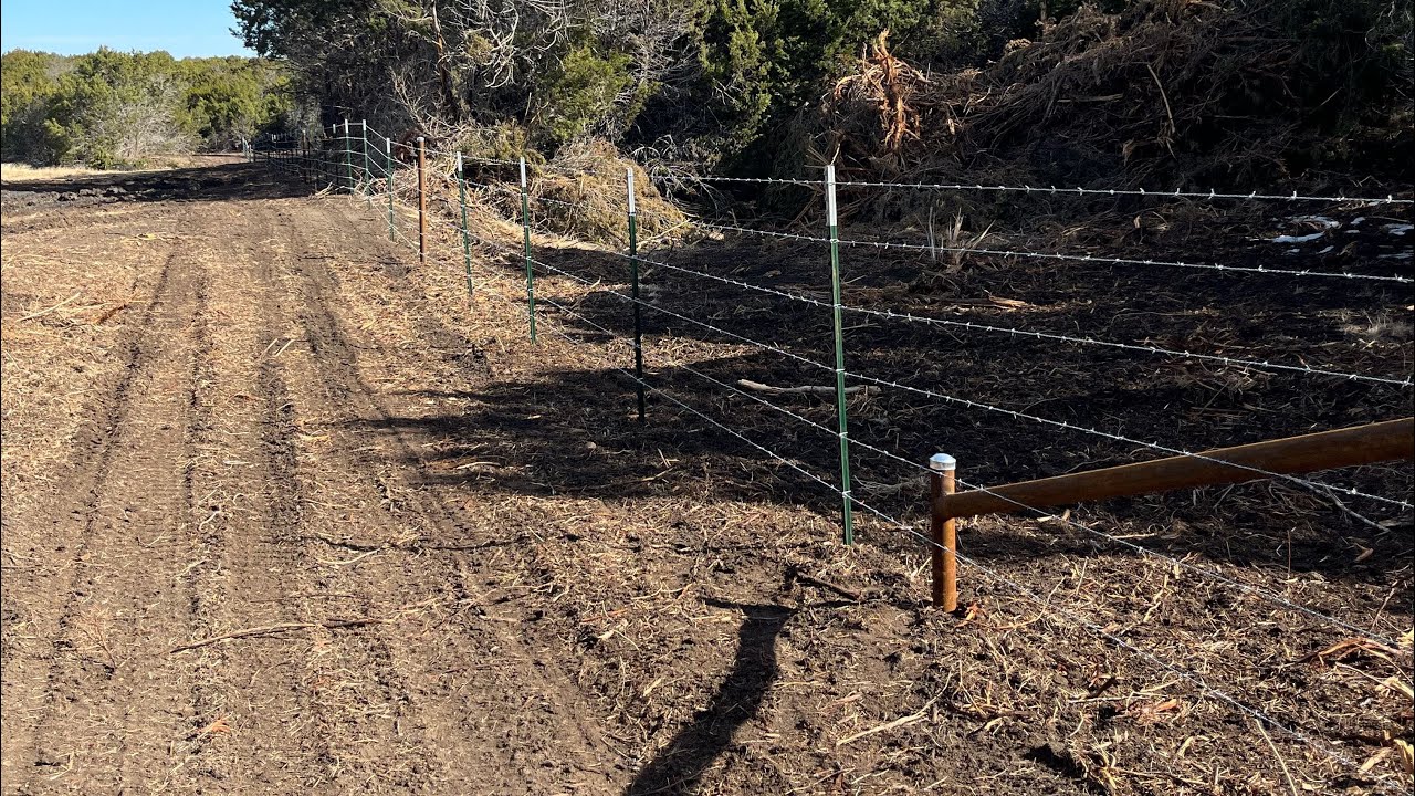 Barb wire fence build- 6 strand. 