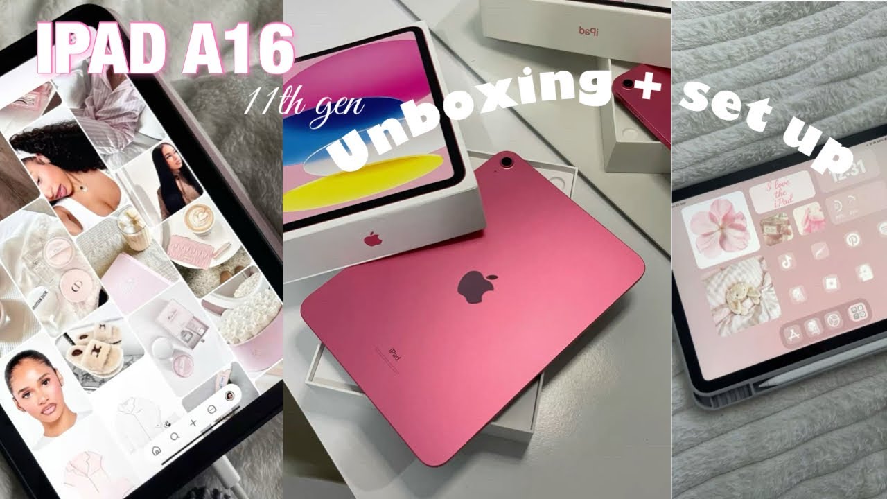 iPad 11th gen (A16) unboxing (pink🩷) + aesthetic iPad customization𑣲