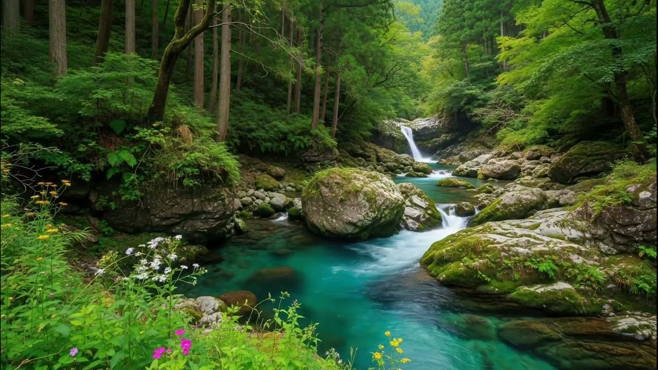 Mask Tinnitus Now: Roaring Forest River Sounds | 4K Ultra HD Real Time Footage