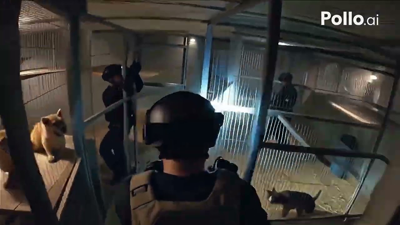 first-person bodycam of elite rescue team saving animals from illegal facility