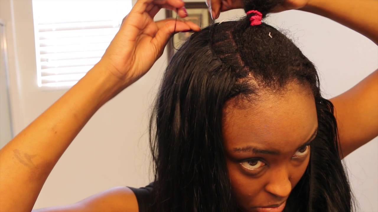 Tutorial SEW-IN: Blending My Short Natural Hair with Jet Black 26