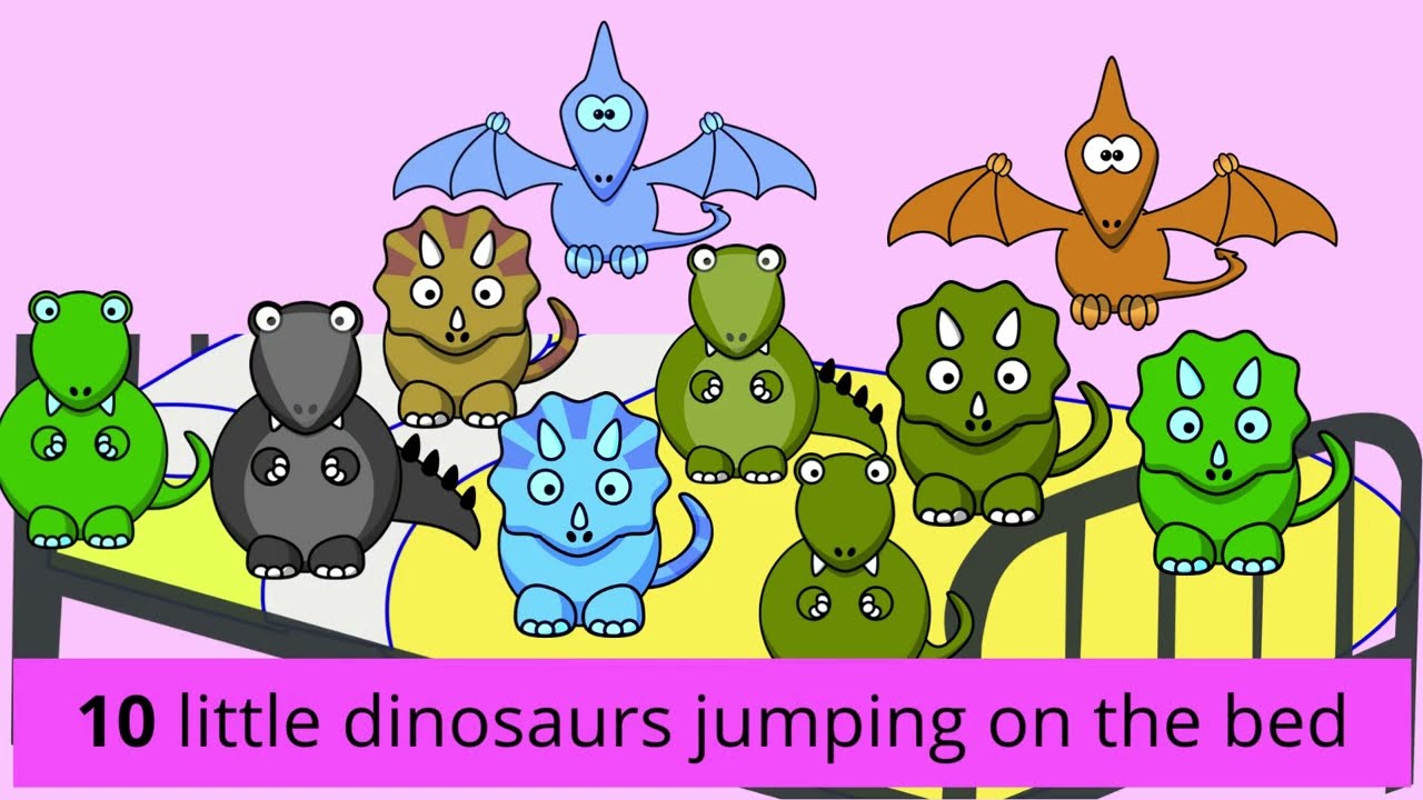 10 Little DINOSAURS jumping on the bed! Find out what else these cheeky dinosaurs get up to!