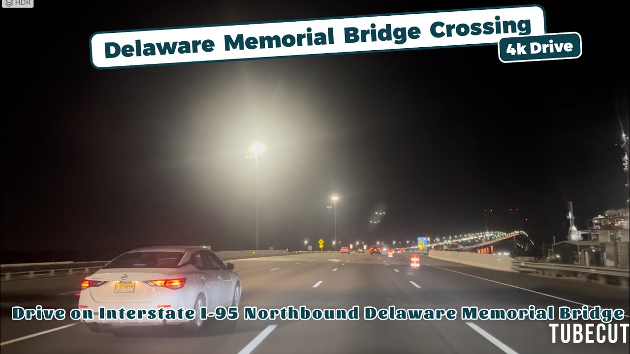 Drive on Interstate I-95 Northbound Delaware Memorial Bridge
