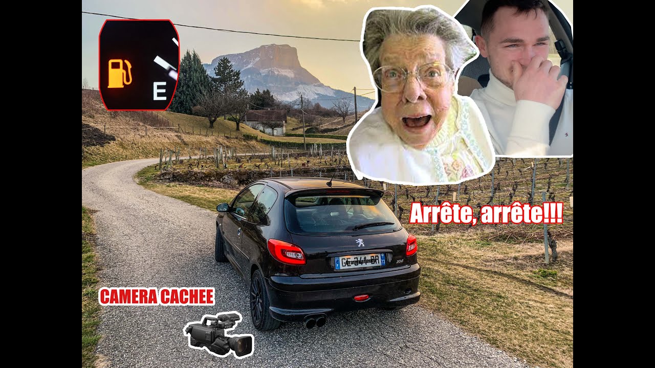 J'AMENE MA GRAND MERE EN 206 RC (Camera cachée), accélération!!🏎😱🤣