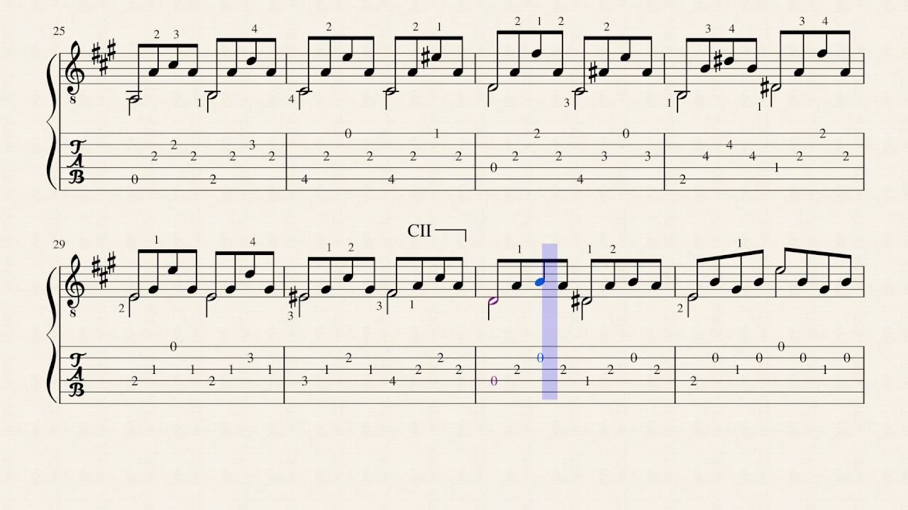 Etude n°9 op.35 - Fernando Sor (1778 - 1839) Tablature