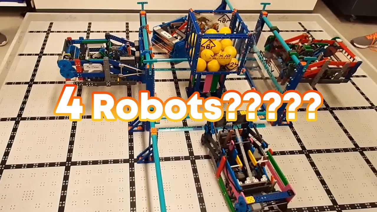 VEX IQ Pitching In 4 Robot Teamwork (100 Sub Special)