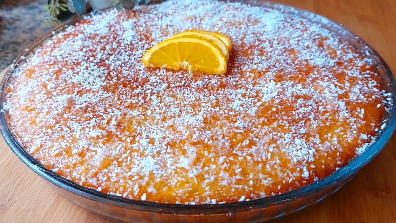 بسبوسة كيك بالبرتقال 🍊 لفطور العيد هشيشة ولذيدة كدوب فالفم روووعة 😋