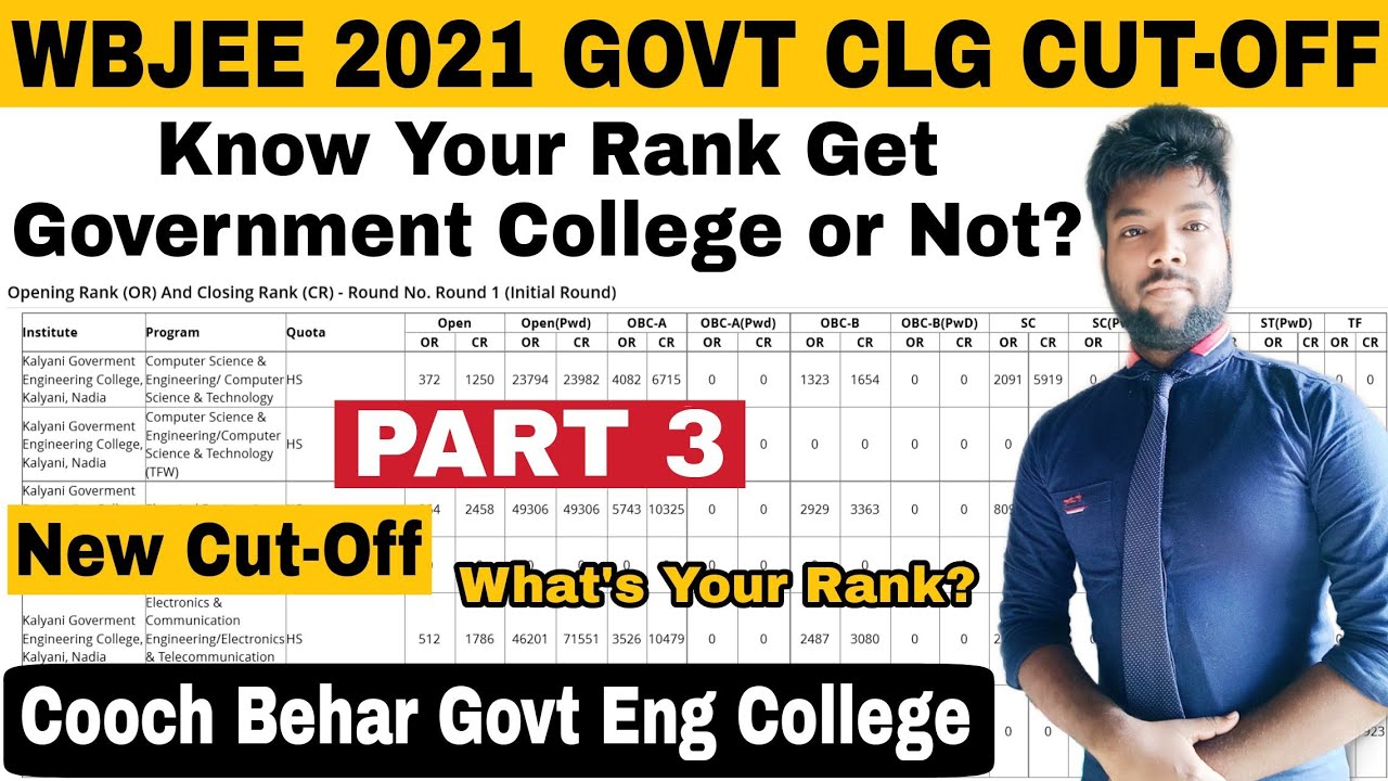 WBJEE 2021 CGEC Cut-Off | Know Your Rank Get Govt Clg or Not? Cooch Behar Govt Engineering College.