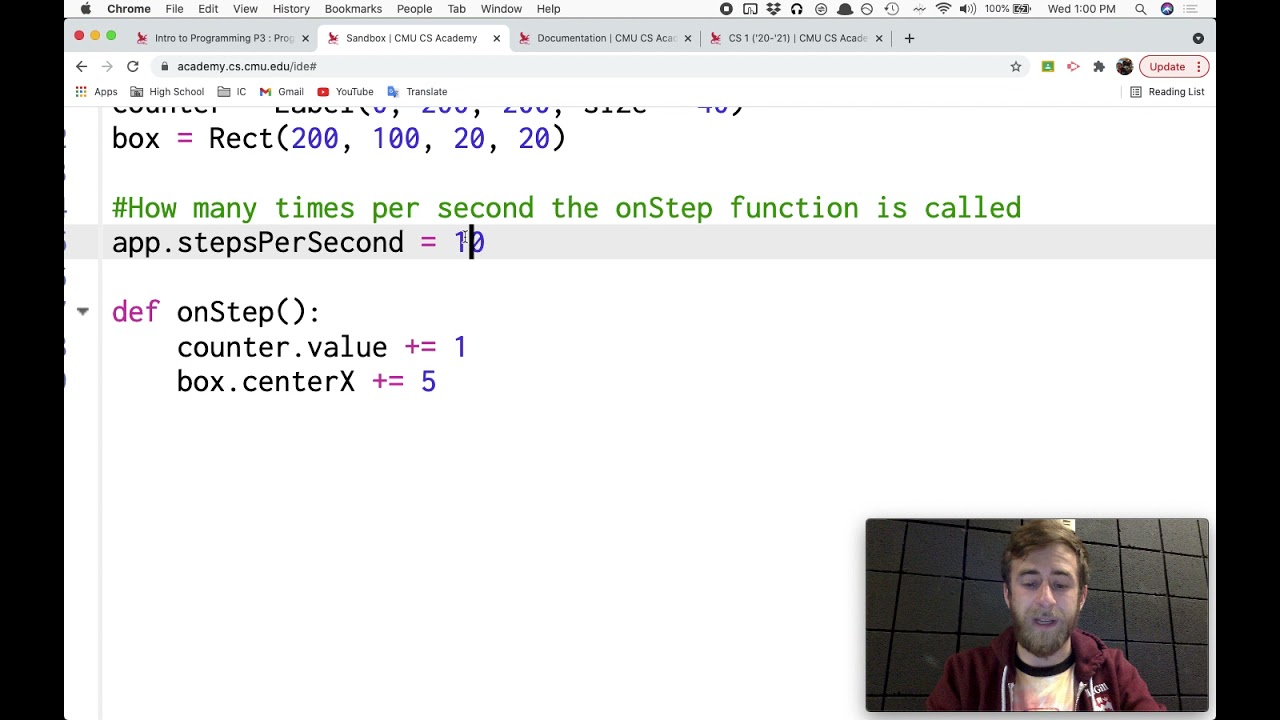 stepsPerSecond and onSteps() testing - CMU CS Academy 6.3.1 & 6.3.2