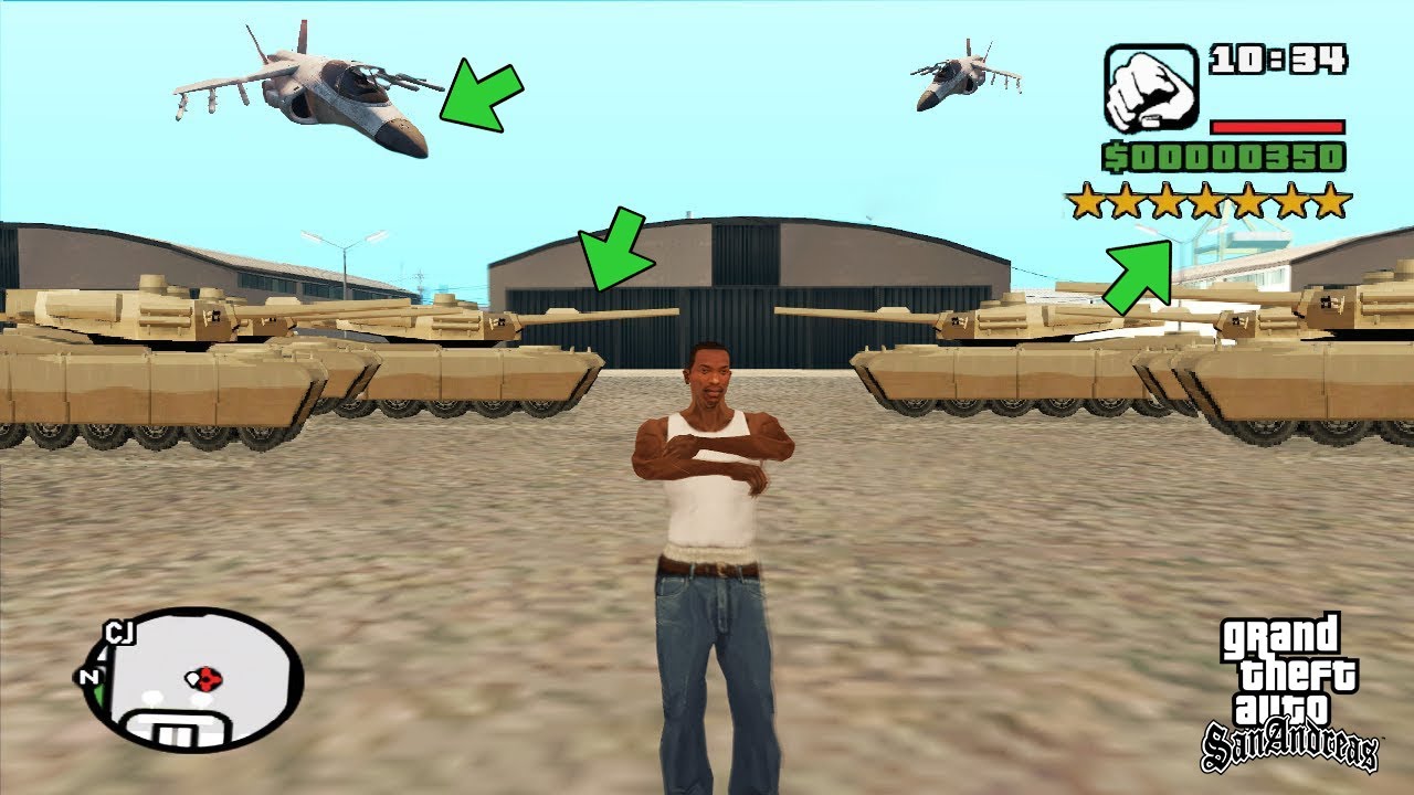 GTA San Andreas Epic 7 Stars Wanted Level Shootout+ Tank Rampage + Escape