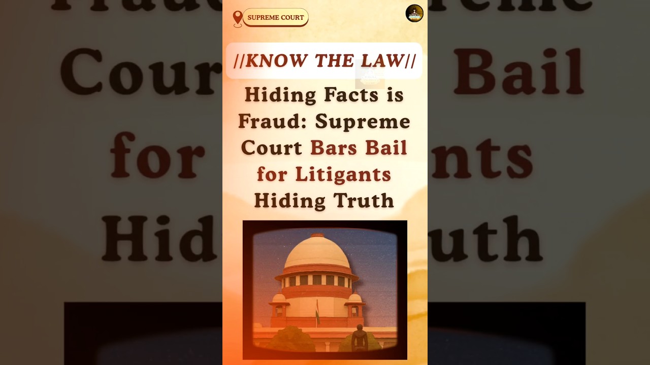 No Bail for Hiding Truth: Apex Court Key Ruling #bailgranted#supremecourt#legalnews#law#legalcourts