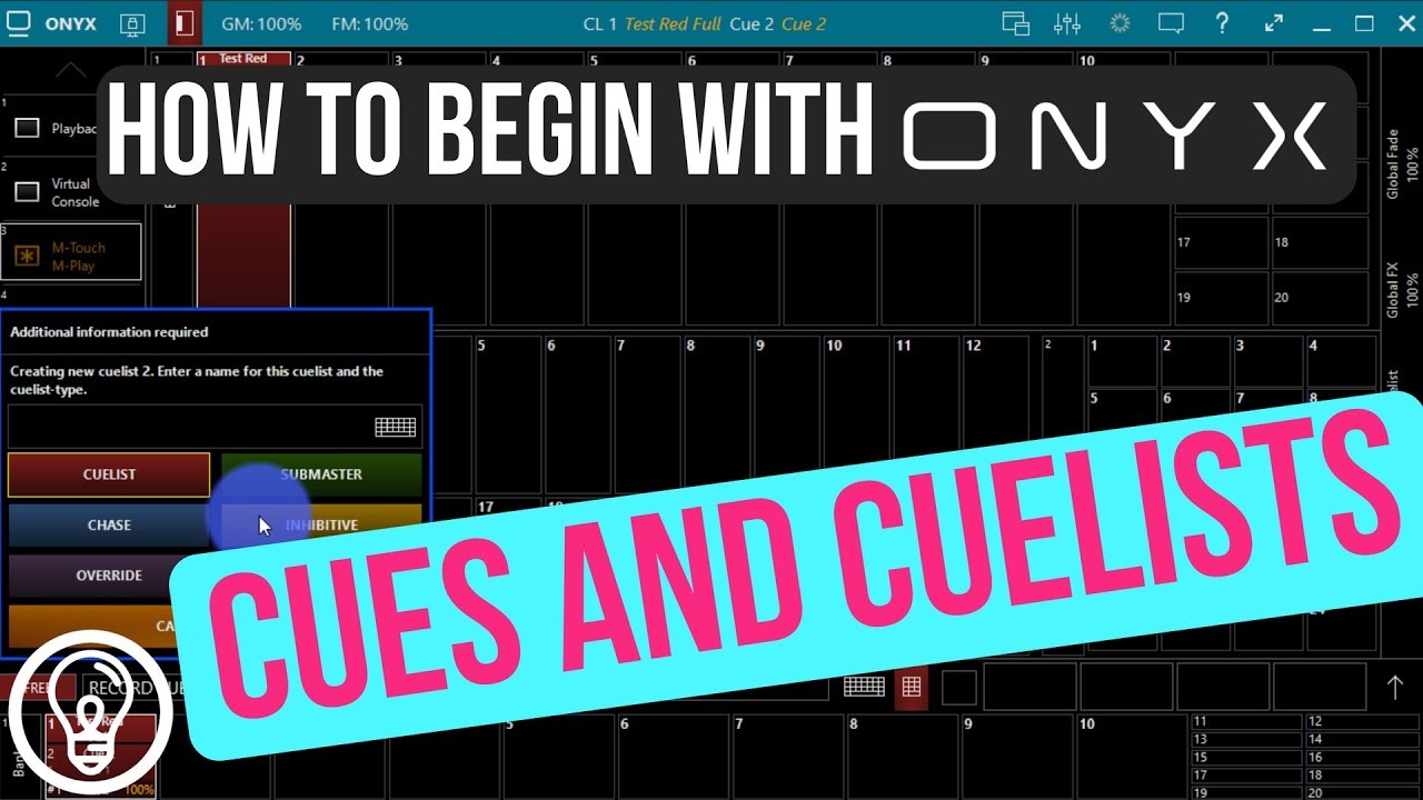 Cues and Cuelists: Beginning with ONYX (formerly M-PC)